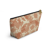 Floral Plaid Accessory Pouch w T-bottom in Orange